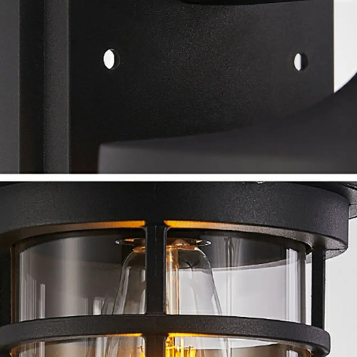 Stylish Cylinder Mini Black Metal Outdoor Wall Lamp Image - 7