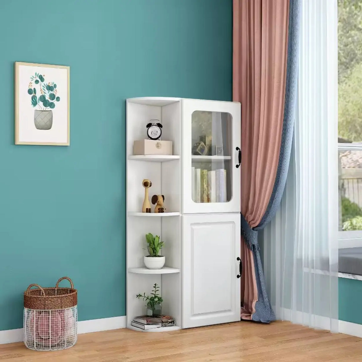 Stylish Design Closed Back Wood Narrow Storage Bookcase Image - 11