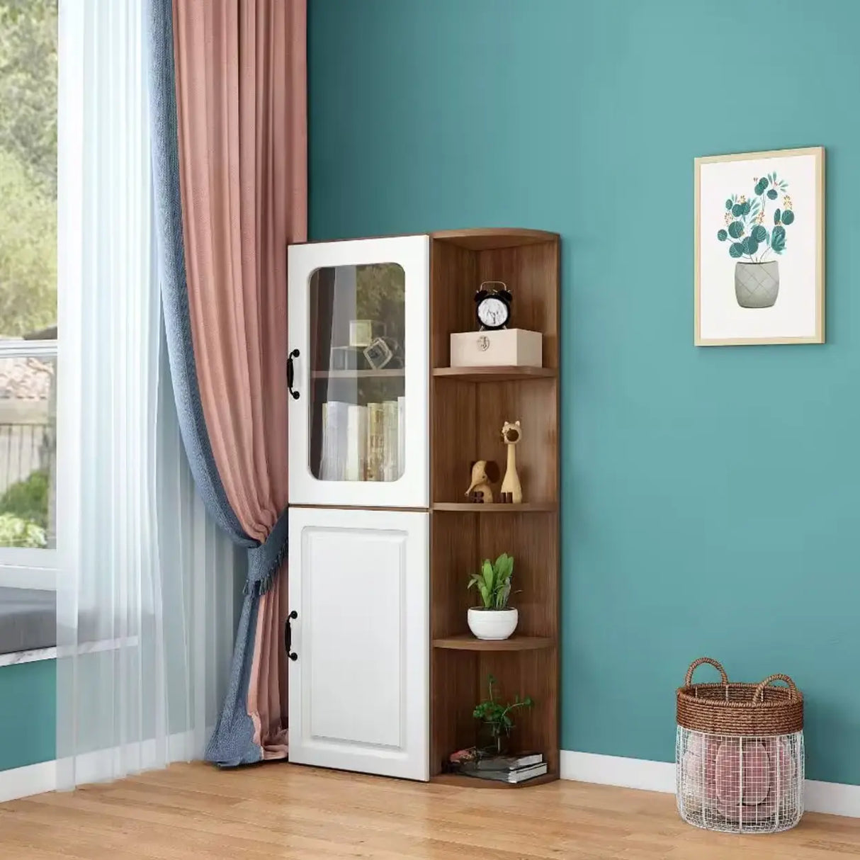 Stylish Design Closed Back Wood Narrow Storage Bookcase Image - 12