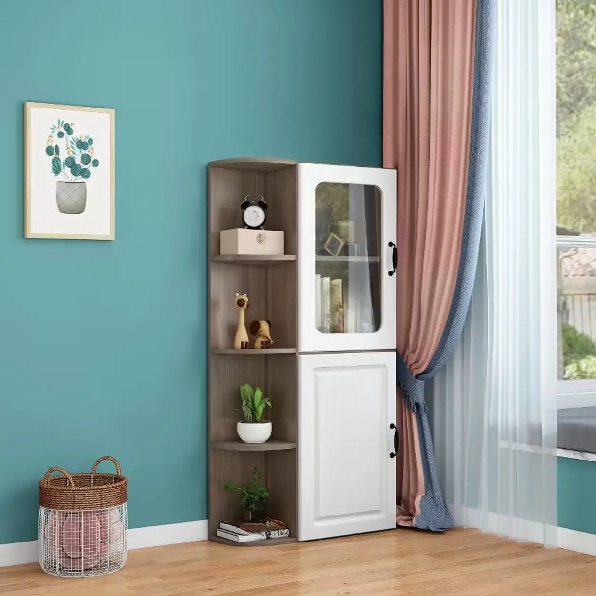 Stylish Design Closed Back Wood Narrow Storage Bookcase Image - 14