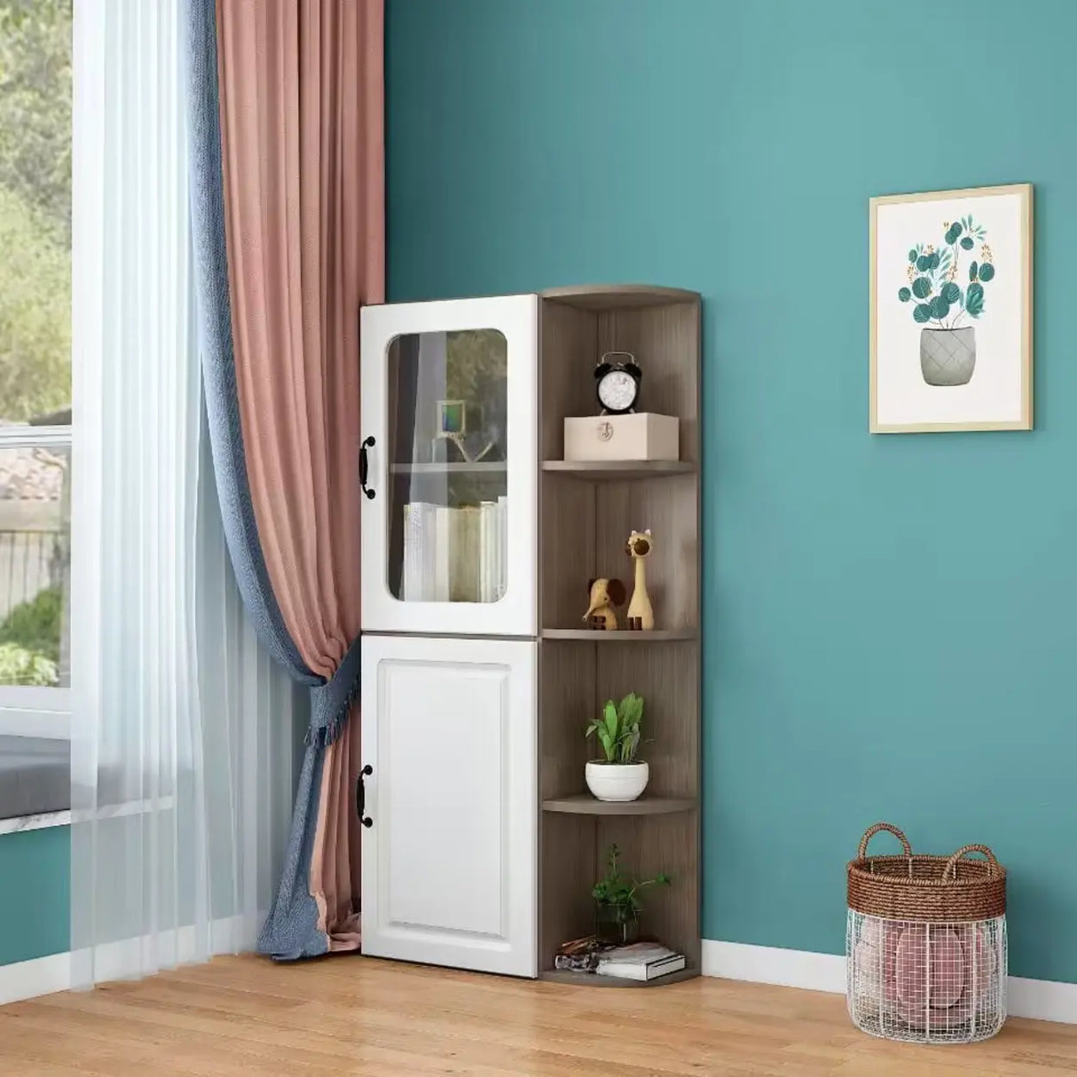 Stylish Design Closed Back Wood Narrow Storage Bookcase Image - 15