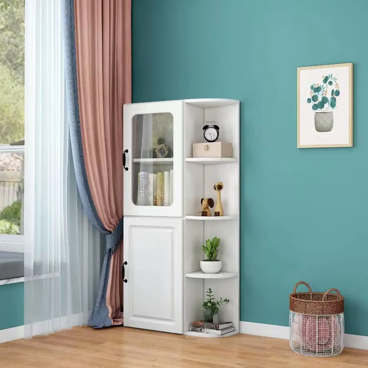 Stylish Design Closed Back Wood Narrow Storage Bookcase Image - 16