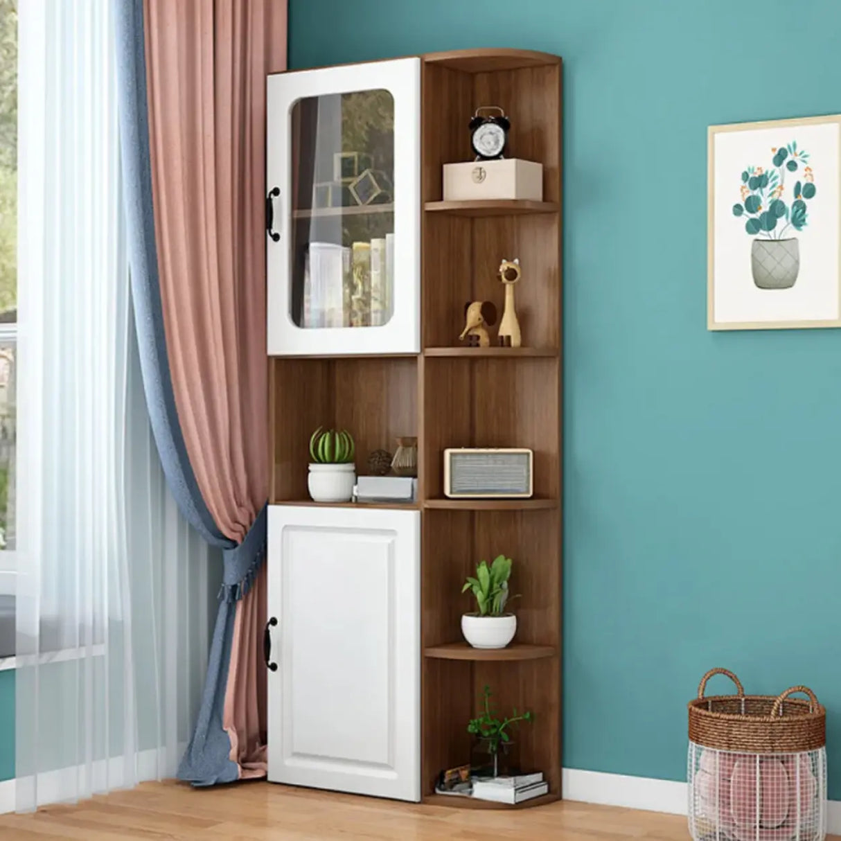 Stylish Design Closed Back Wood Narrow Storage Bookcase Image - 1