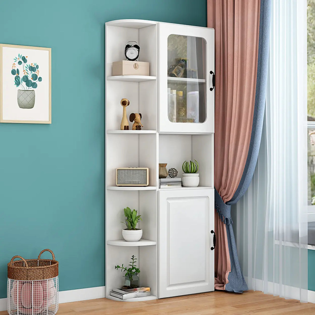Stylish Design Closed Back Wood Narrow Storage Bookcase Image - 3