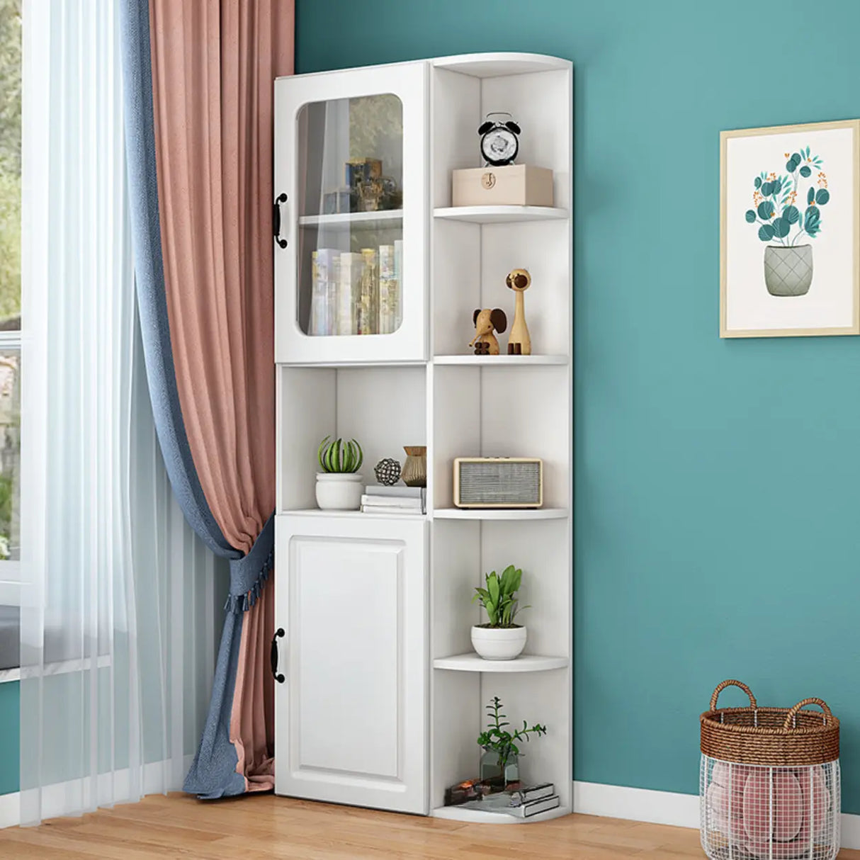 Stylish Design Closed Back Wood Narrow Storage Bookcase Image - 9