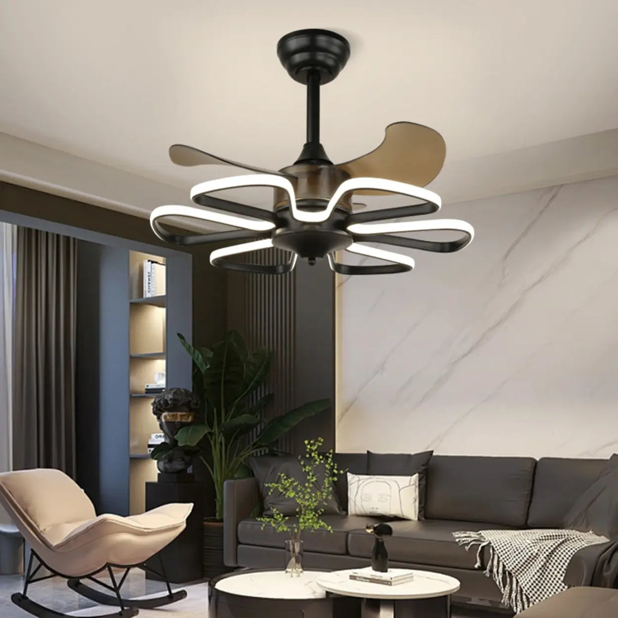 Stylish Elegant Flower Modern Ceiling Fan with Light Image - 1
