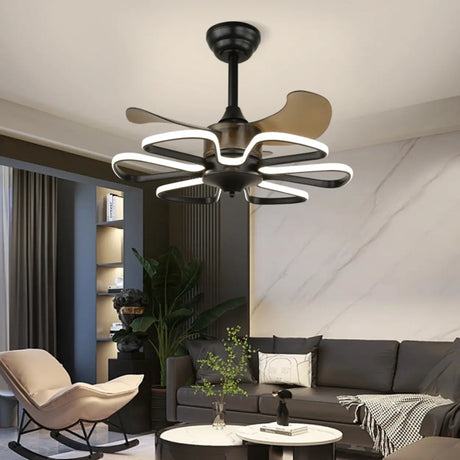 Stylish Elegant Flower Modern Ceiling Fan with Light Image - 1