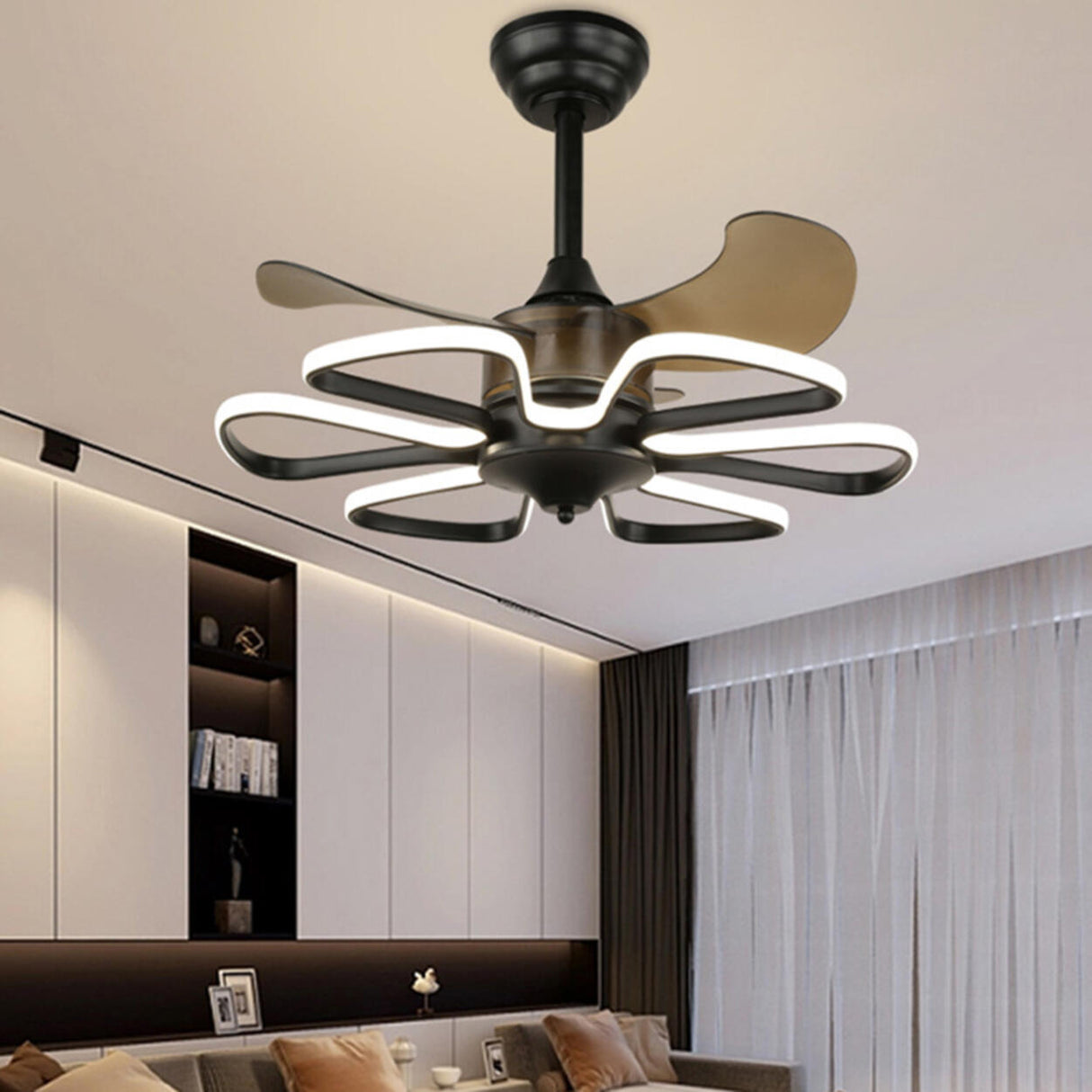 Stylish Elegant Flower Modern Ceiling Fan with Light Image - 13