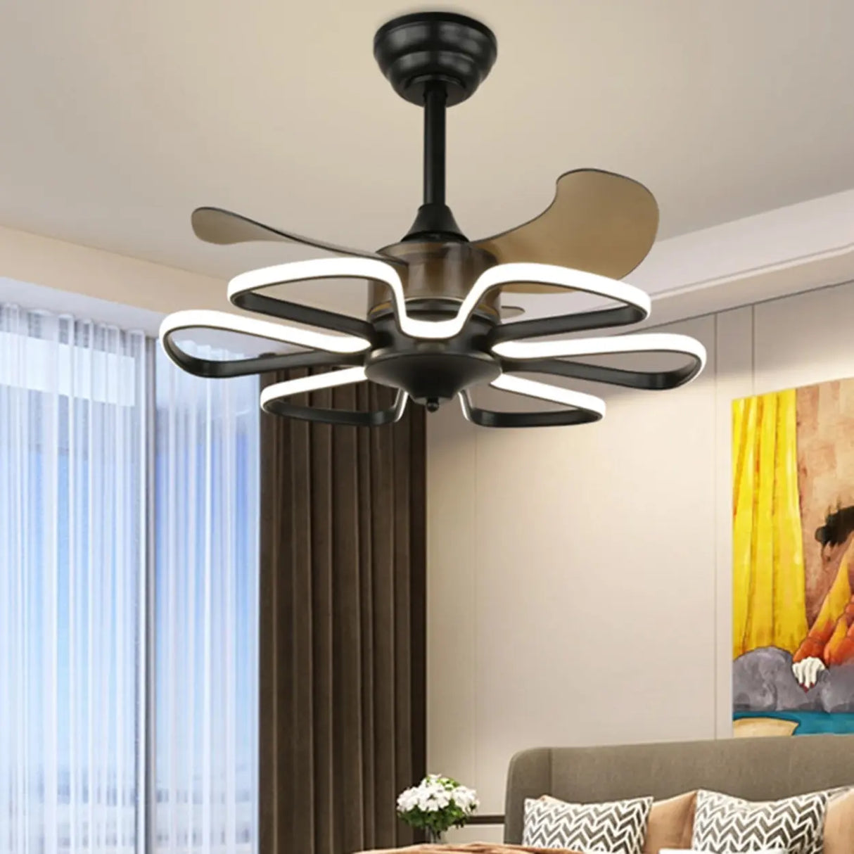 Stylish Elegant Flower Modern Ceiling Fan with Light Image - 2