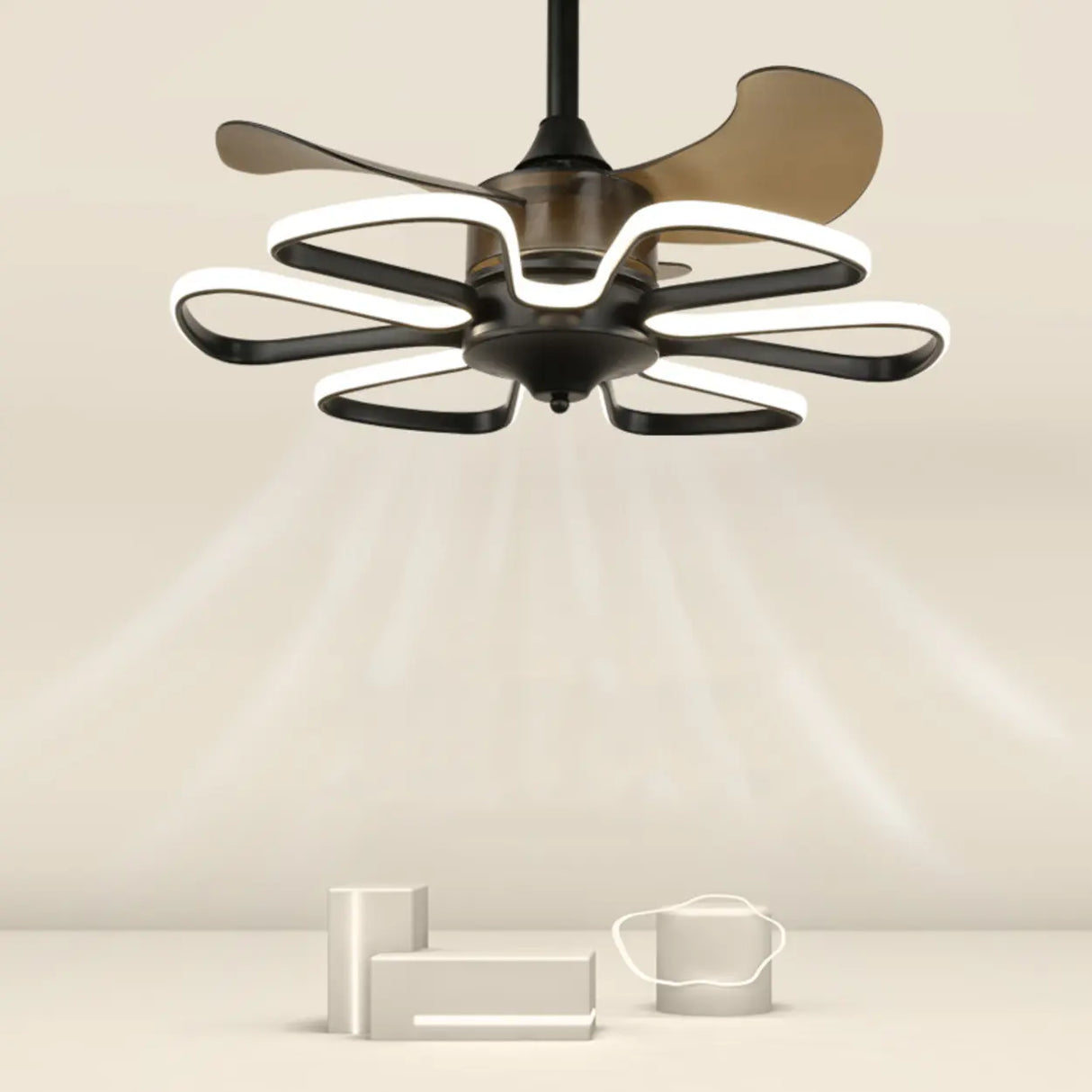 Stylish Elegant Flower Modern Ceiling Fan with Light Image - 14