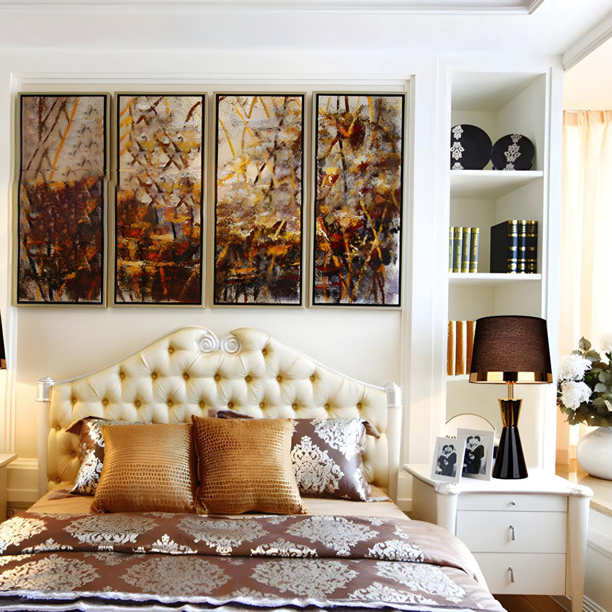 Stylish Fabric Barrel Ceramic Base Modern Table Lamp Image - 12