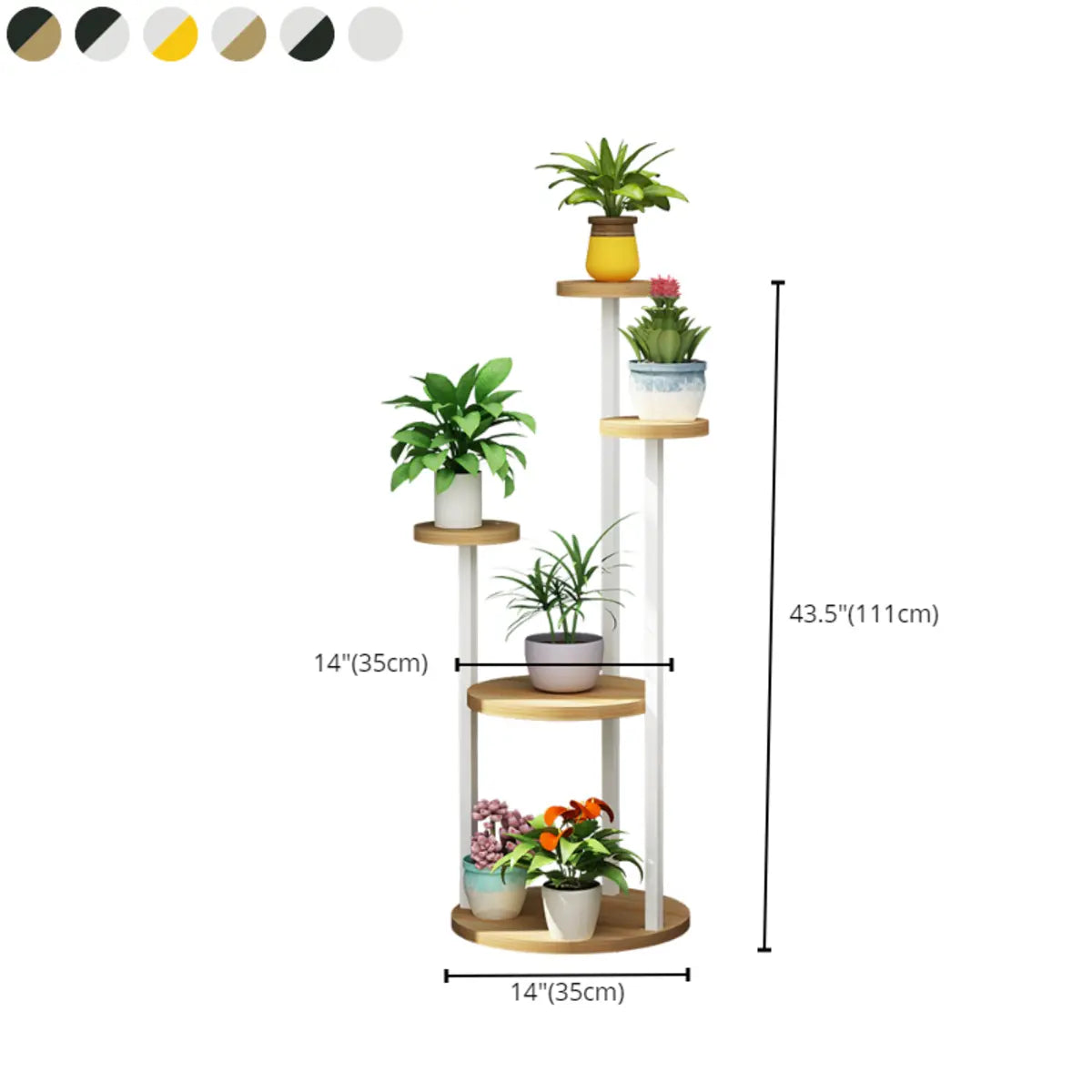 Stylish Floor Round Wooden Pallet Sliding Flower Stand