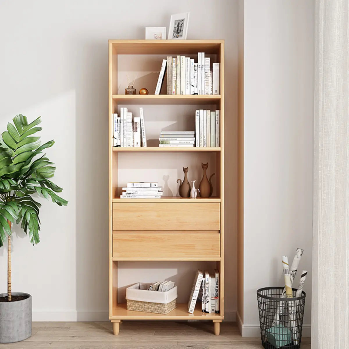 Stylish French Style Wooden Vertical Storage Bookcase Image - 1