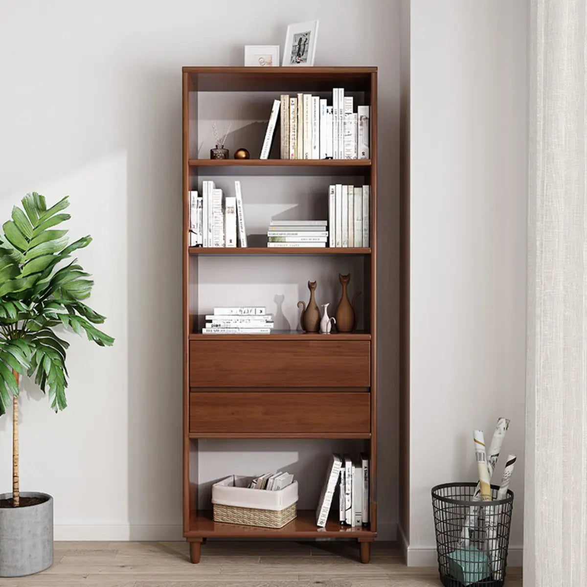 Stylish French Style Wooden Vertical Storage Bookcase Image - 3