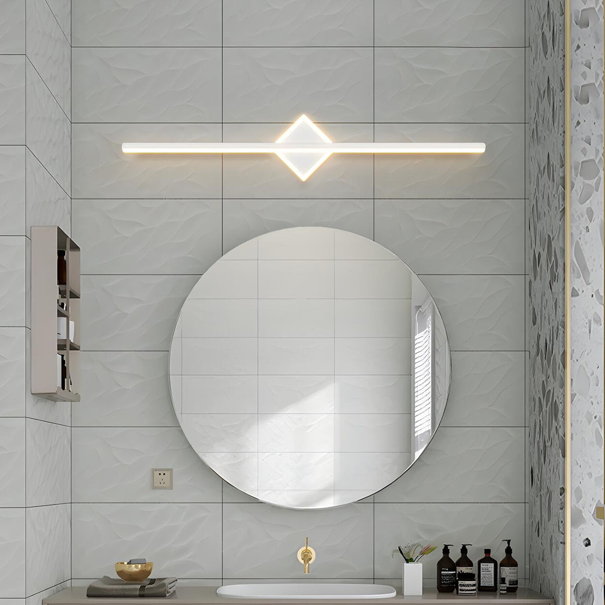 Stylish Geometric Design Simple LED Strip Vanity Light Image - 4