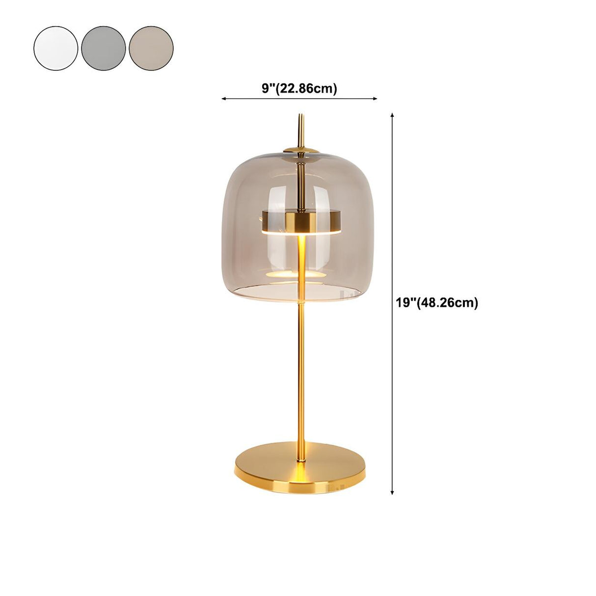 Stylish Glass Dome Geometric Brass Finish Table Lamp
