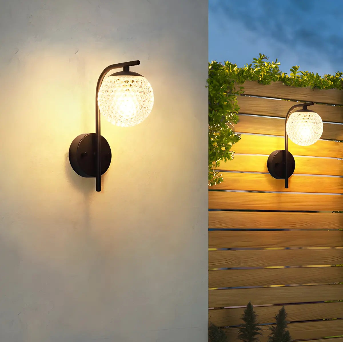 Stylish Globe Outdoor Bi-pin Small Wall Light Black Image - 3