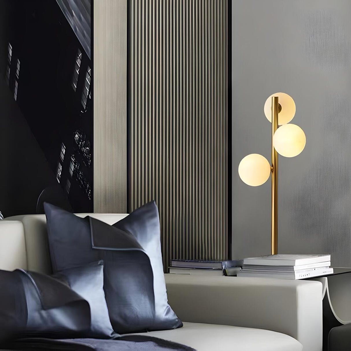 Stylish Gold 3-Light Globe Shade Metal Table Lamp Image - 13