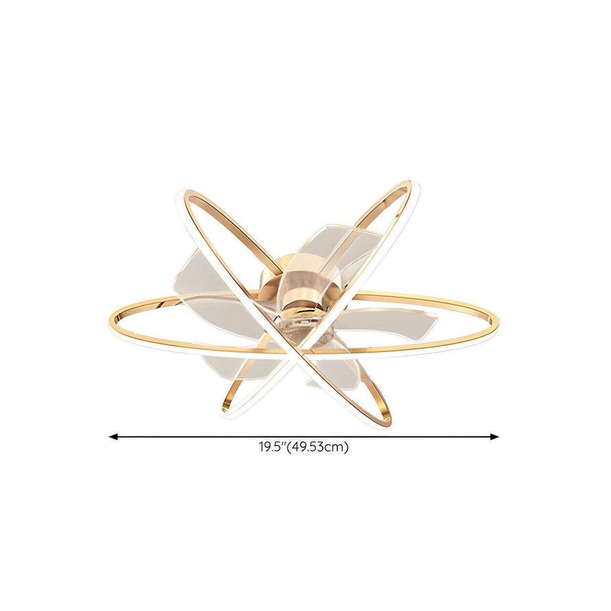 Stylish Gold 3 Ring Metal Geometric Ceiling Fan Light