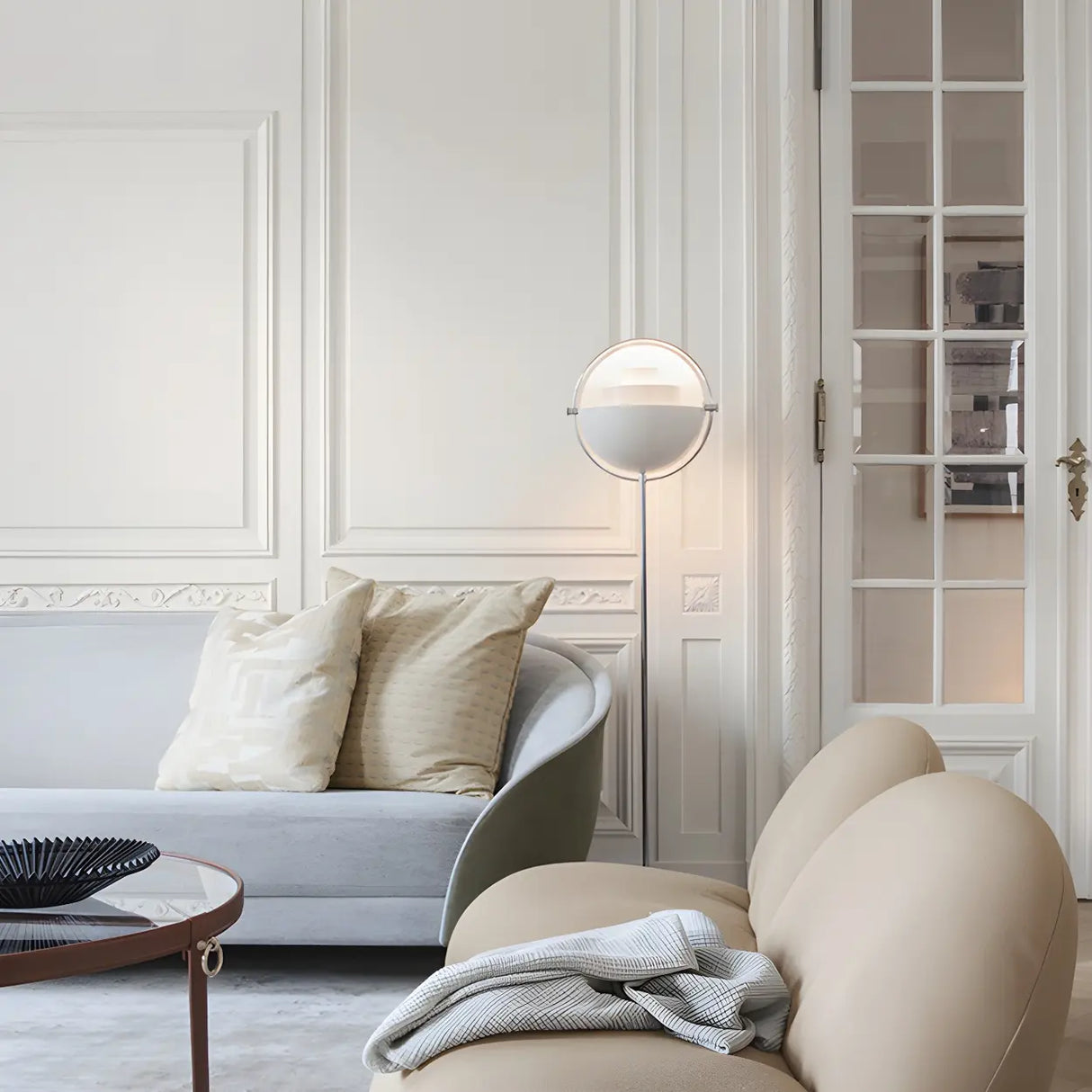 Stylish Gold Finish Spherical Metal LED Floor Lamp Image - 14