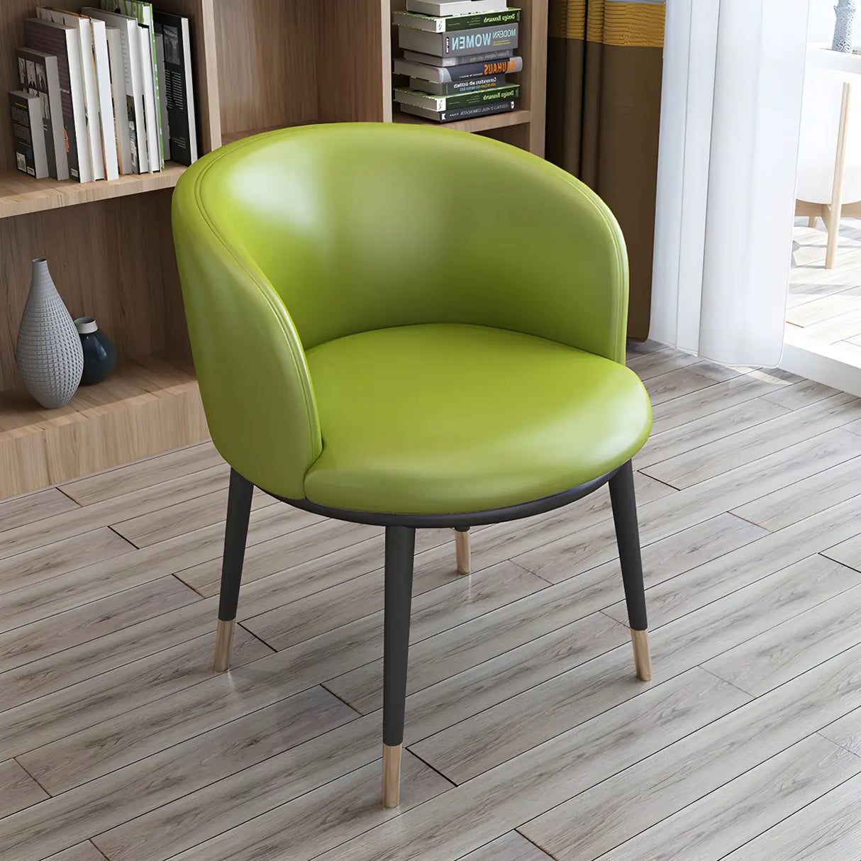 Stylish Faux Leather Home Green Compact Seat Task Chair Image - 1