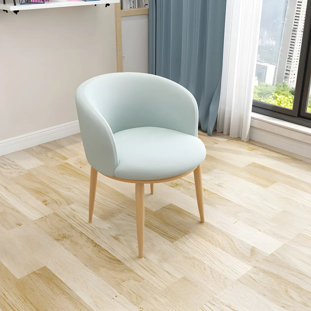 Stylish Faux Leather Home Green Compact Seat Task Chair Image - 20