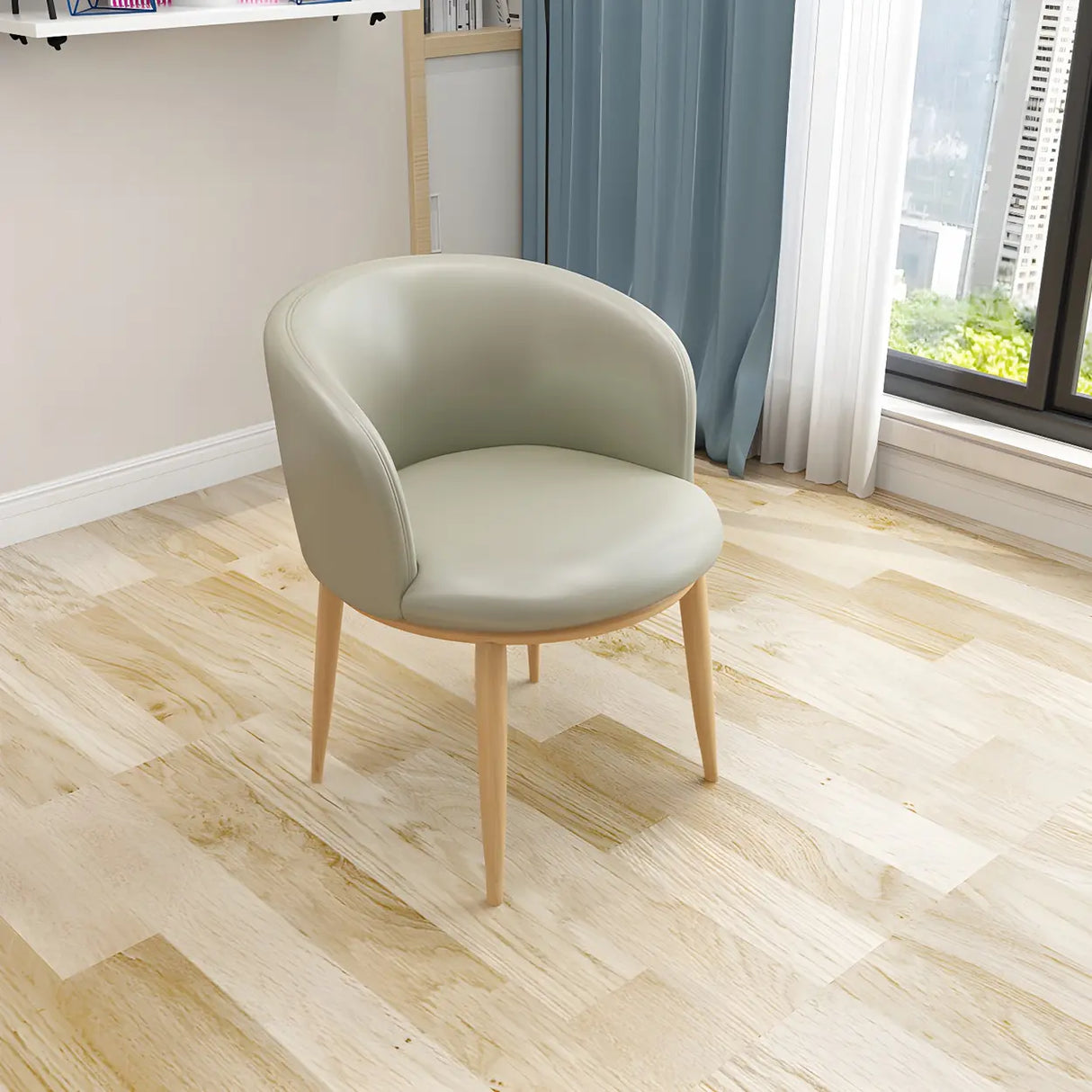 Stylish Faux Leather Home Green Compact Seat Task Chair Image - 22