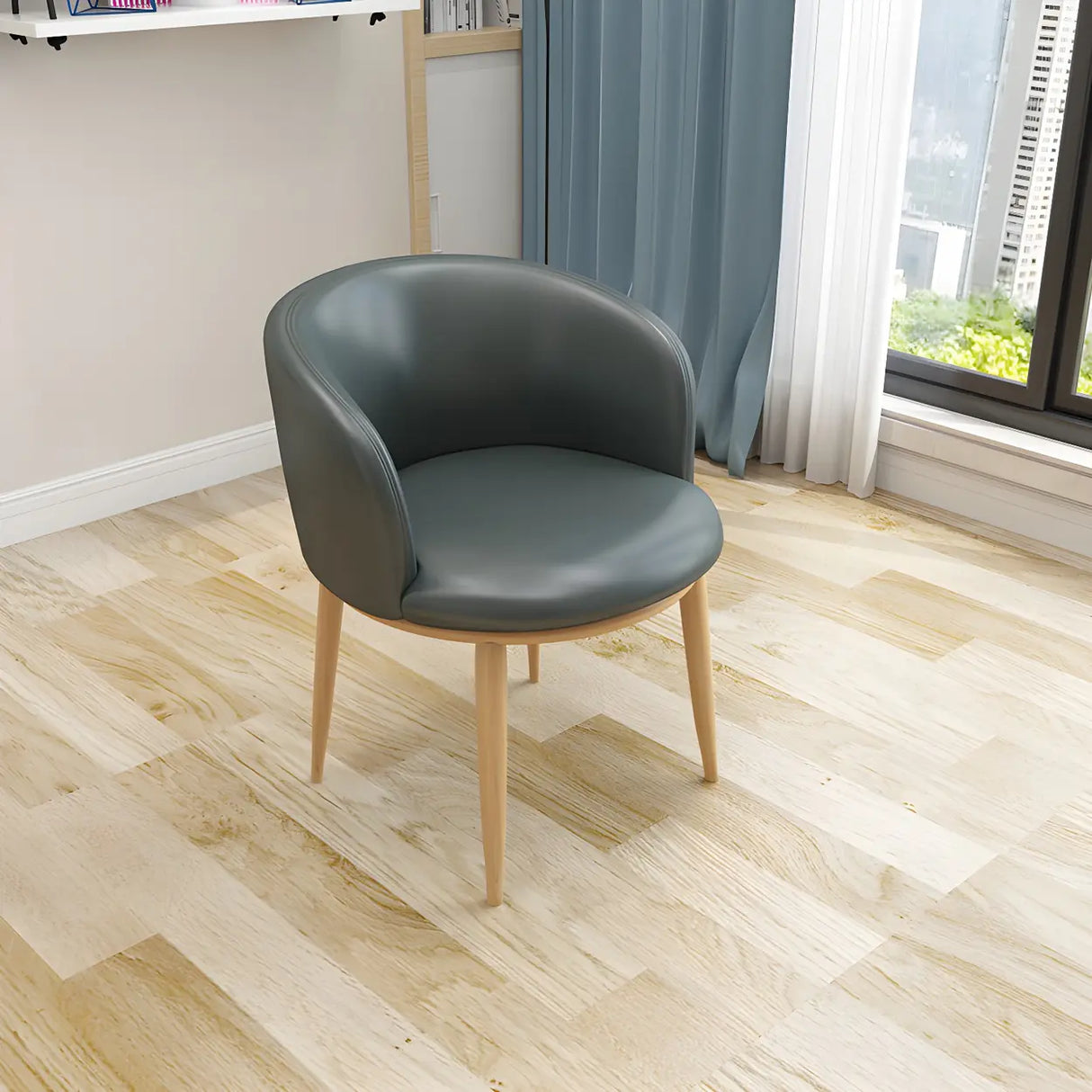 Stylish Faux Leather Home Green Compact Seat Task Chair Image - 30