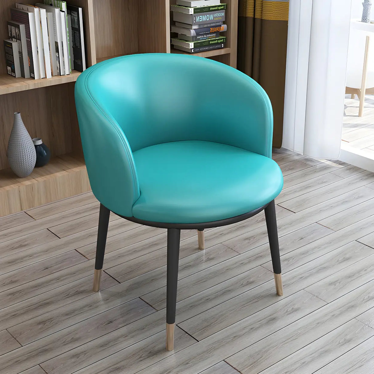 Stylish Faux Leather Home Green Compact Seat Task Chair Image - 6