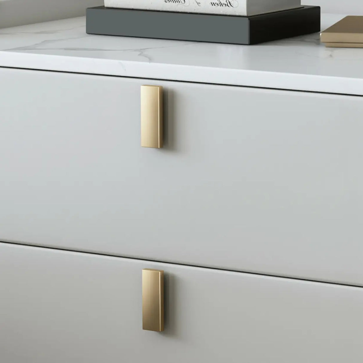 Stylish Marble Top White Storage Nightstand with Drawers Image - 13