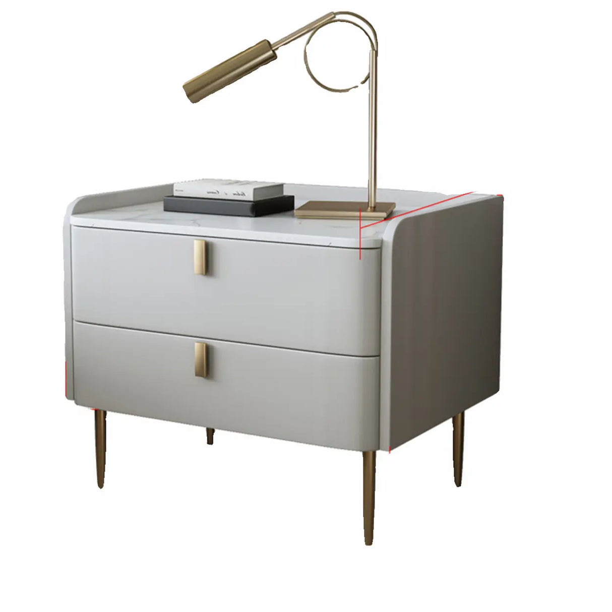 Stylish Marble Top White Storage Nightstand with Drawers Image - 8