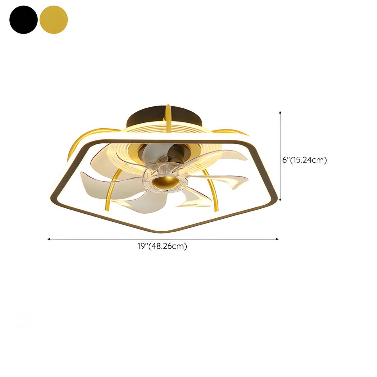 Stylish Metal Geometric Frame Ceiling Fan with Light