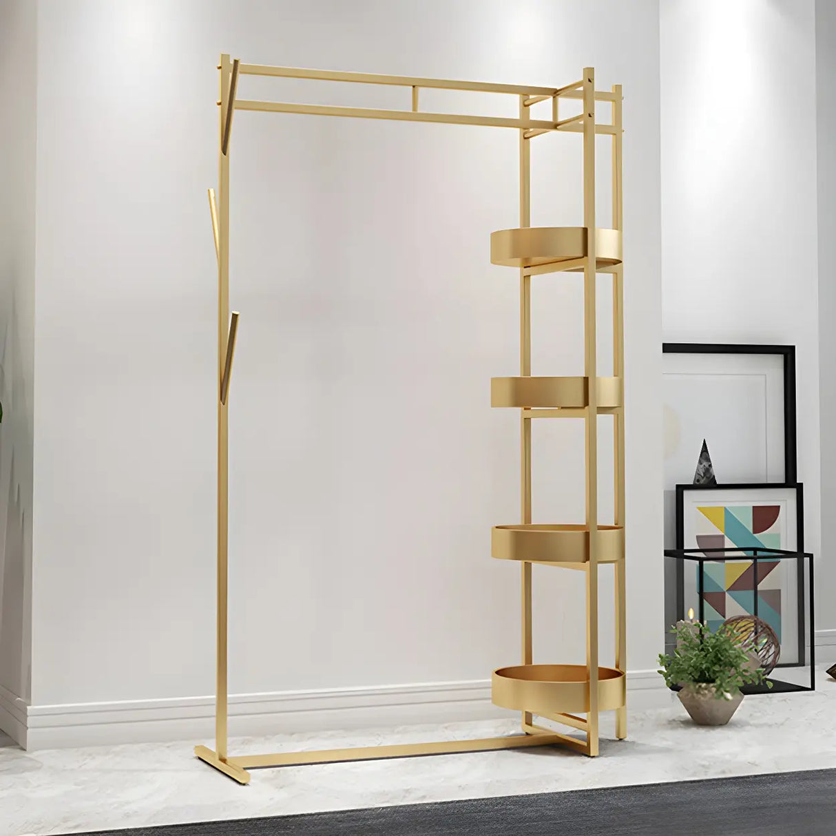 Stylish Metal Gold Large Storage Hooks Garment Coat Rack Image - 10