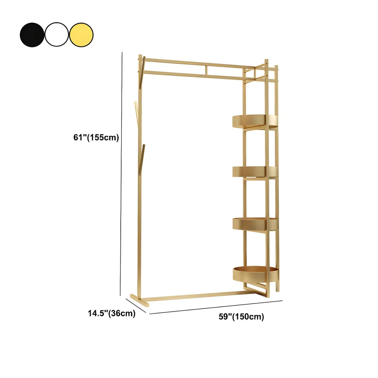 Stylish Metal Gold Large Storage Hooks Garment Coat Rack Image - 14