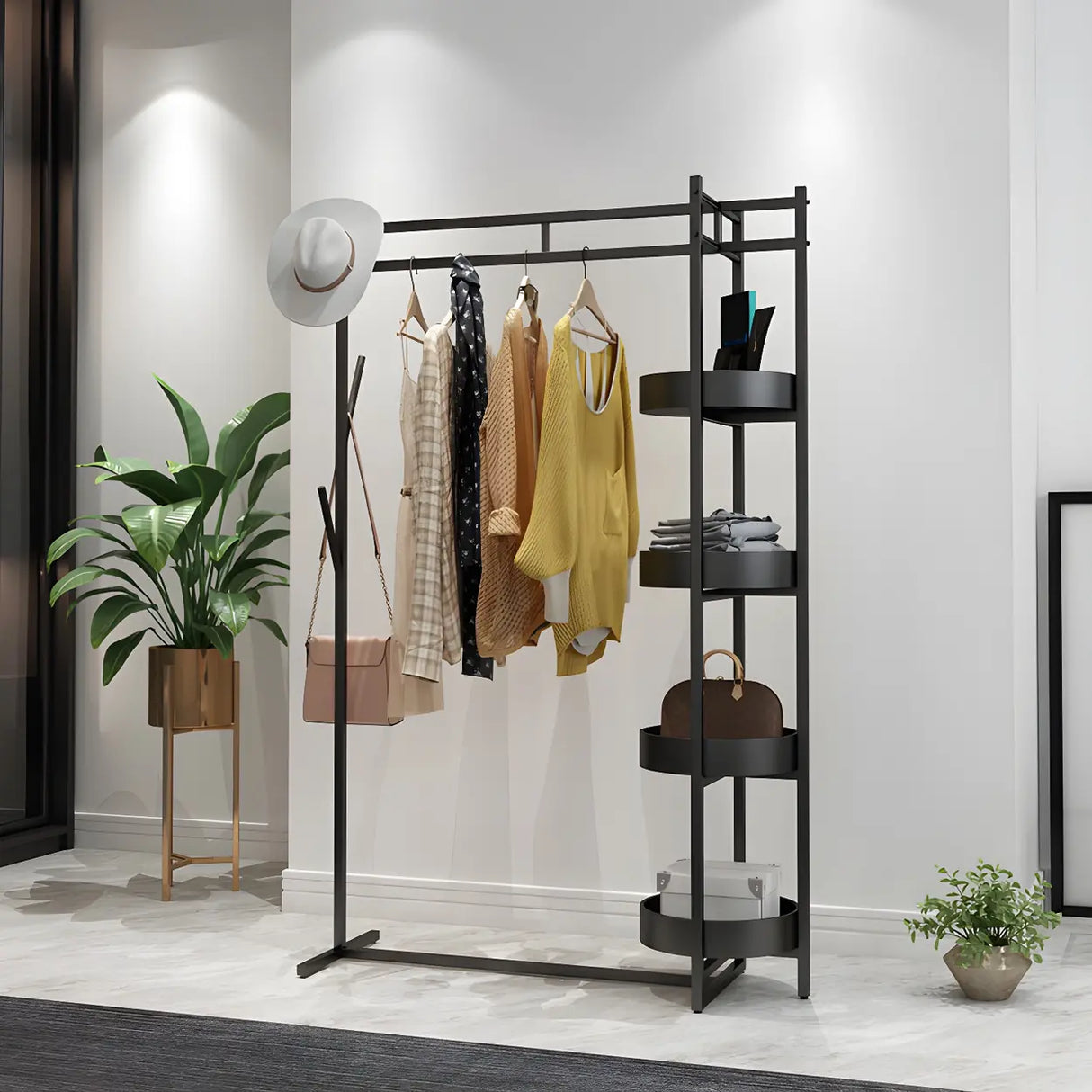 Stylish Metal Gold Large Storage Hooks Garment Coat Rack Image - 3