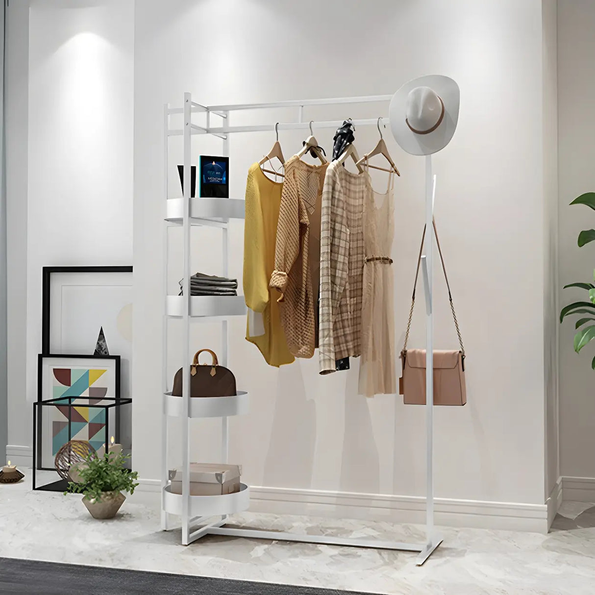 Stylish Metal Gold Large Storage Hooks Garment Coat Rack Image - 9