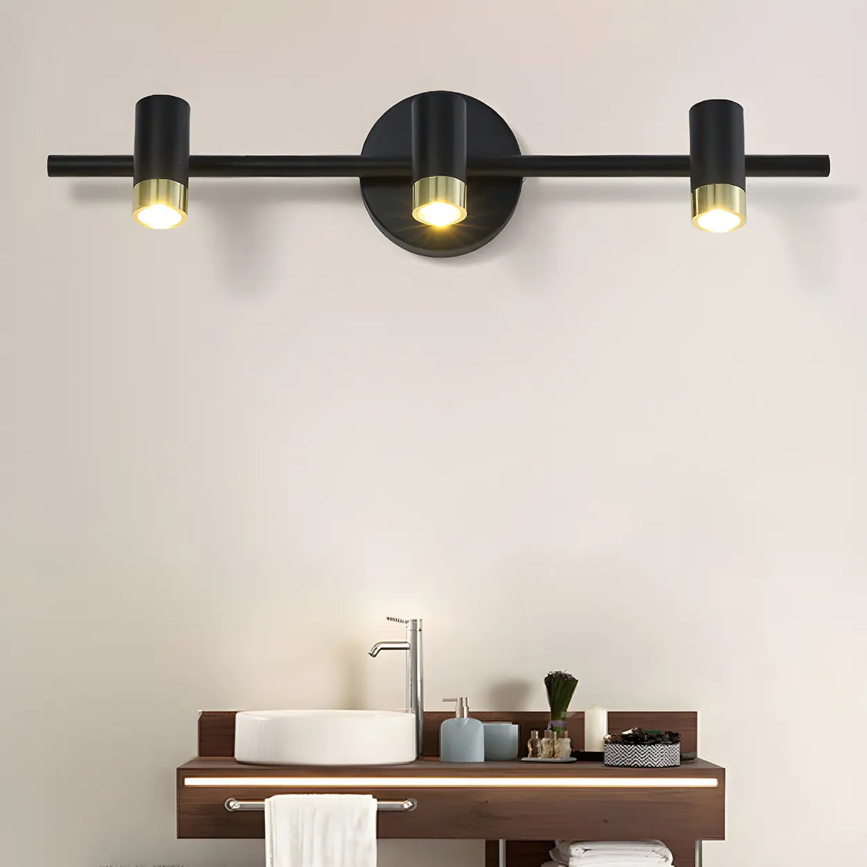 Stylish Metal Small Cylinder Bathroom Vanity Light Image - 3