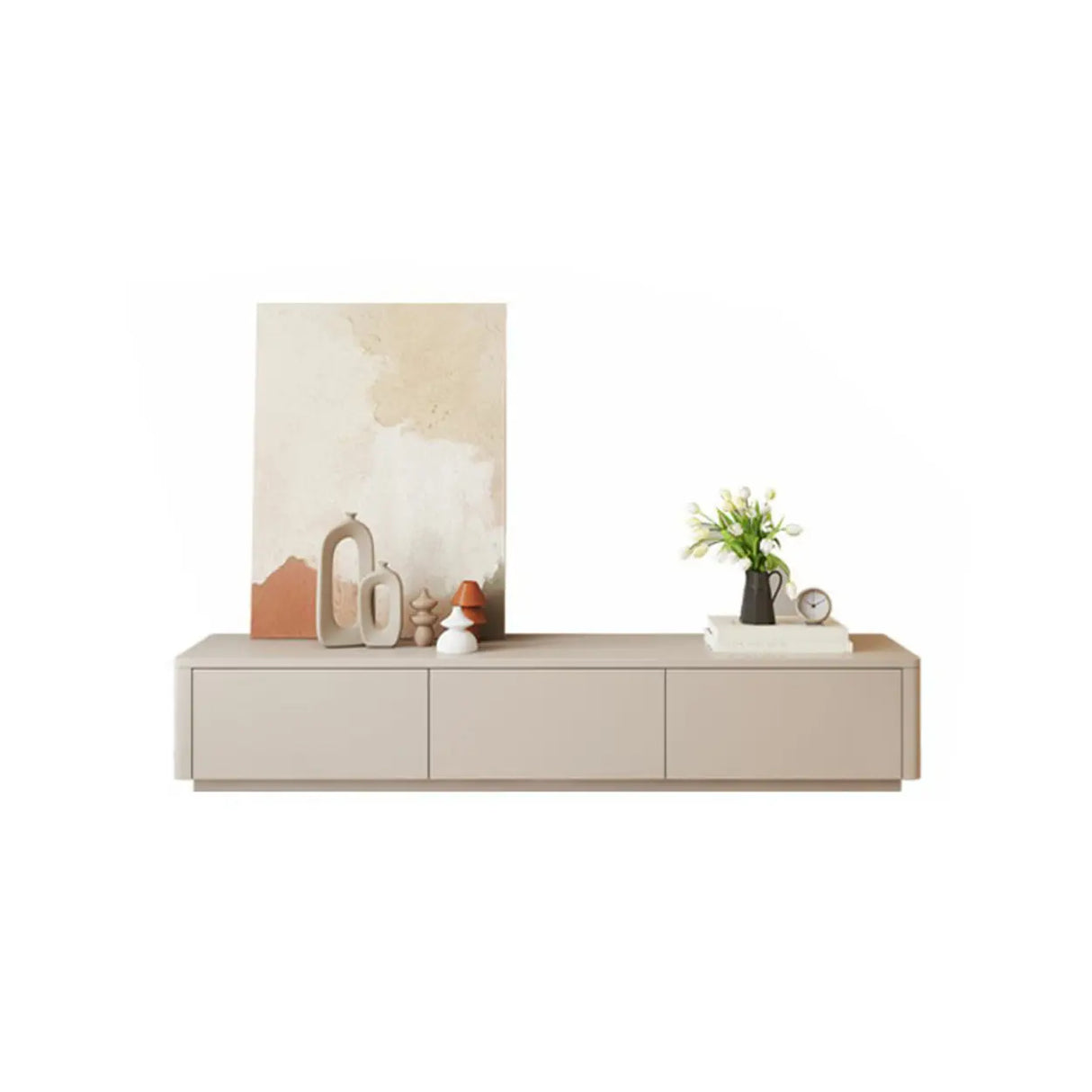 Stylish Milk Cocoa Wooden TV Stand with Drawers Image - 10