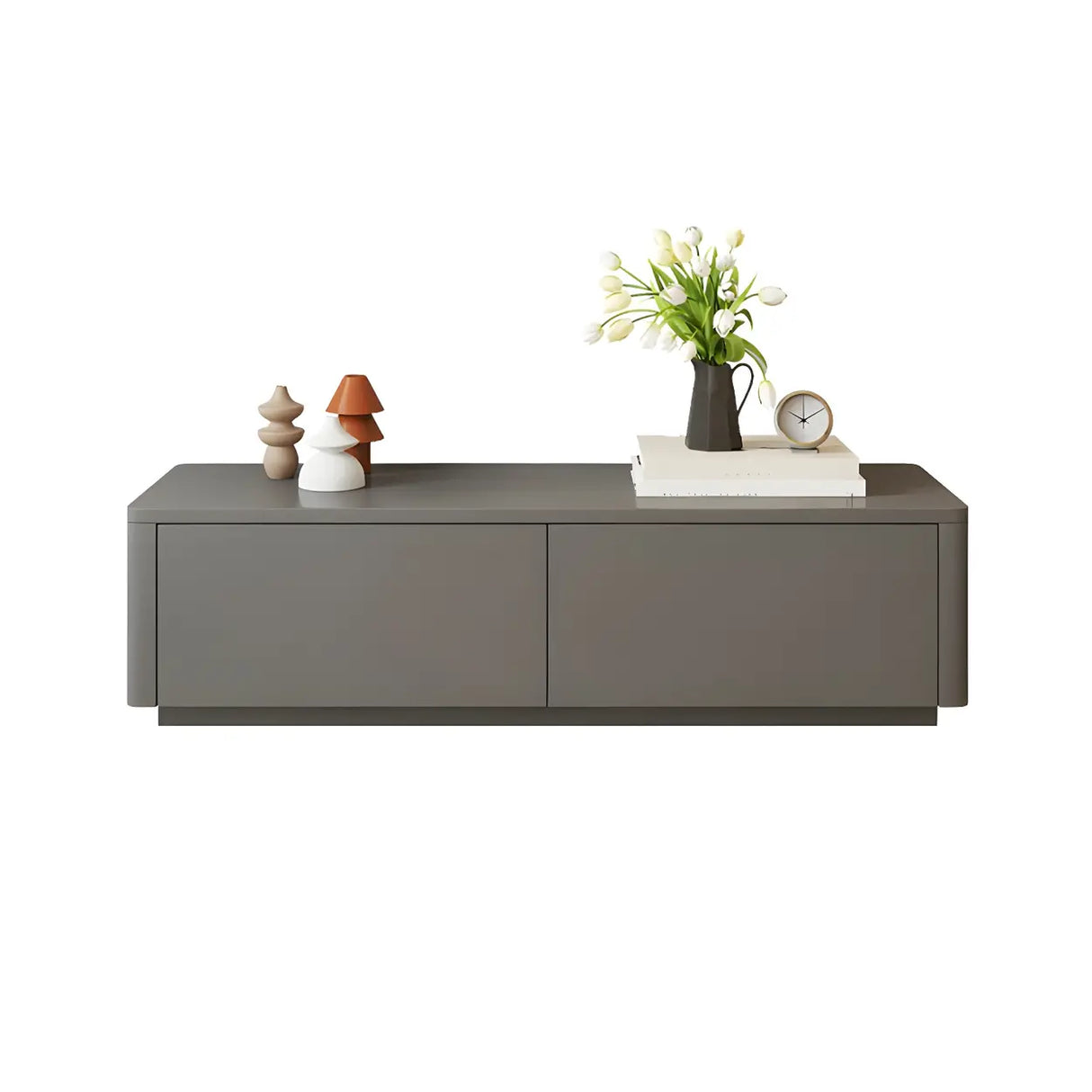 Stylish Milk Cocoa Wooden TV Stand with Drawers Image - 13