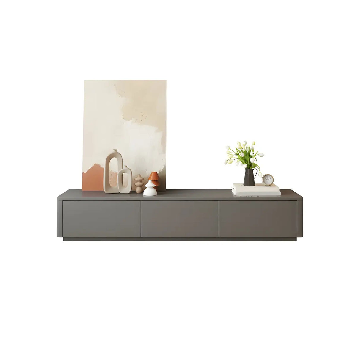 Stylish Milk Cocoa Wooden TV Stand with Drawers Image - 16