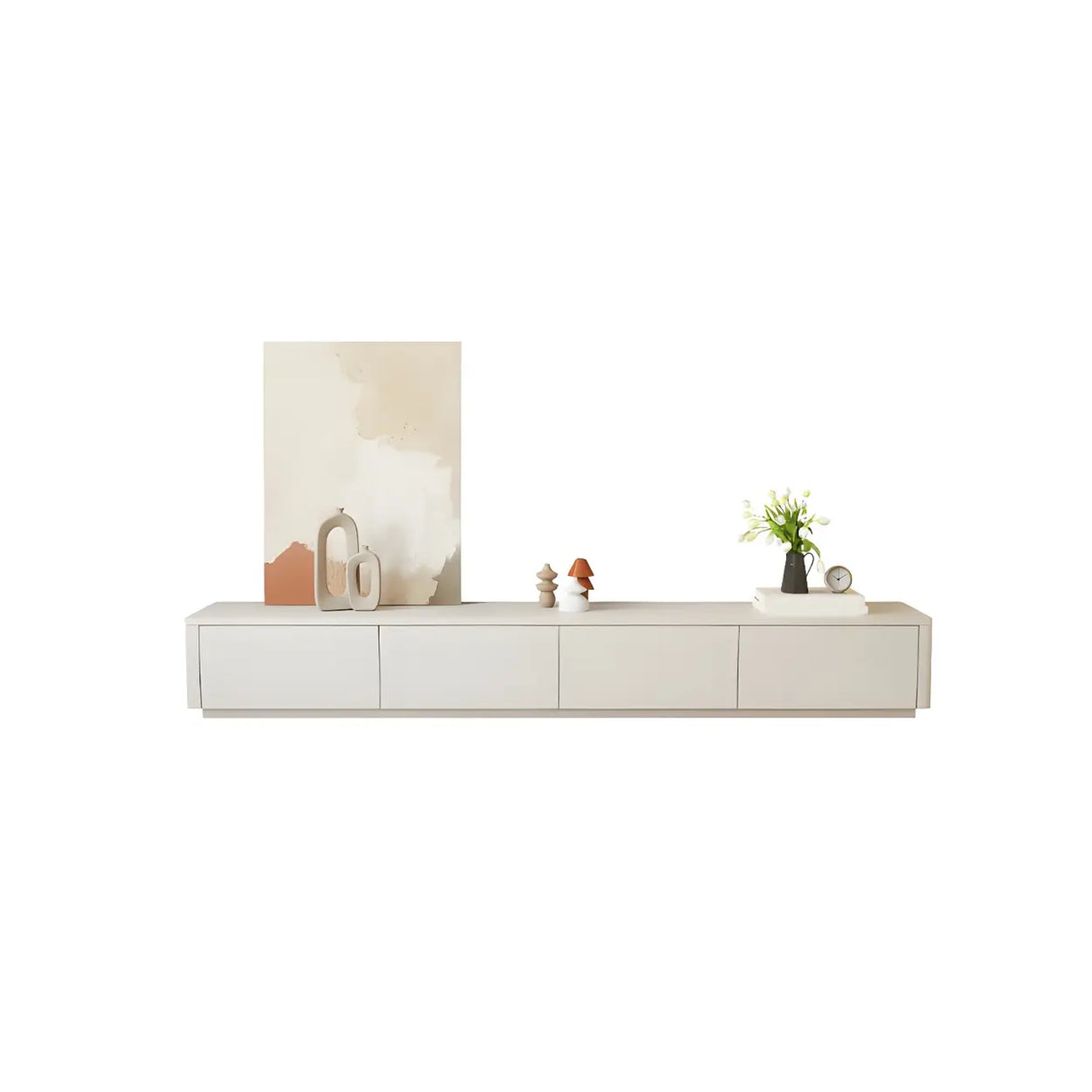 Stylish Milk Cocoa Wooden TV Stand with Drawers Image - 5