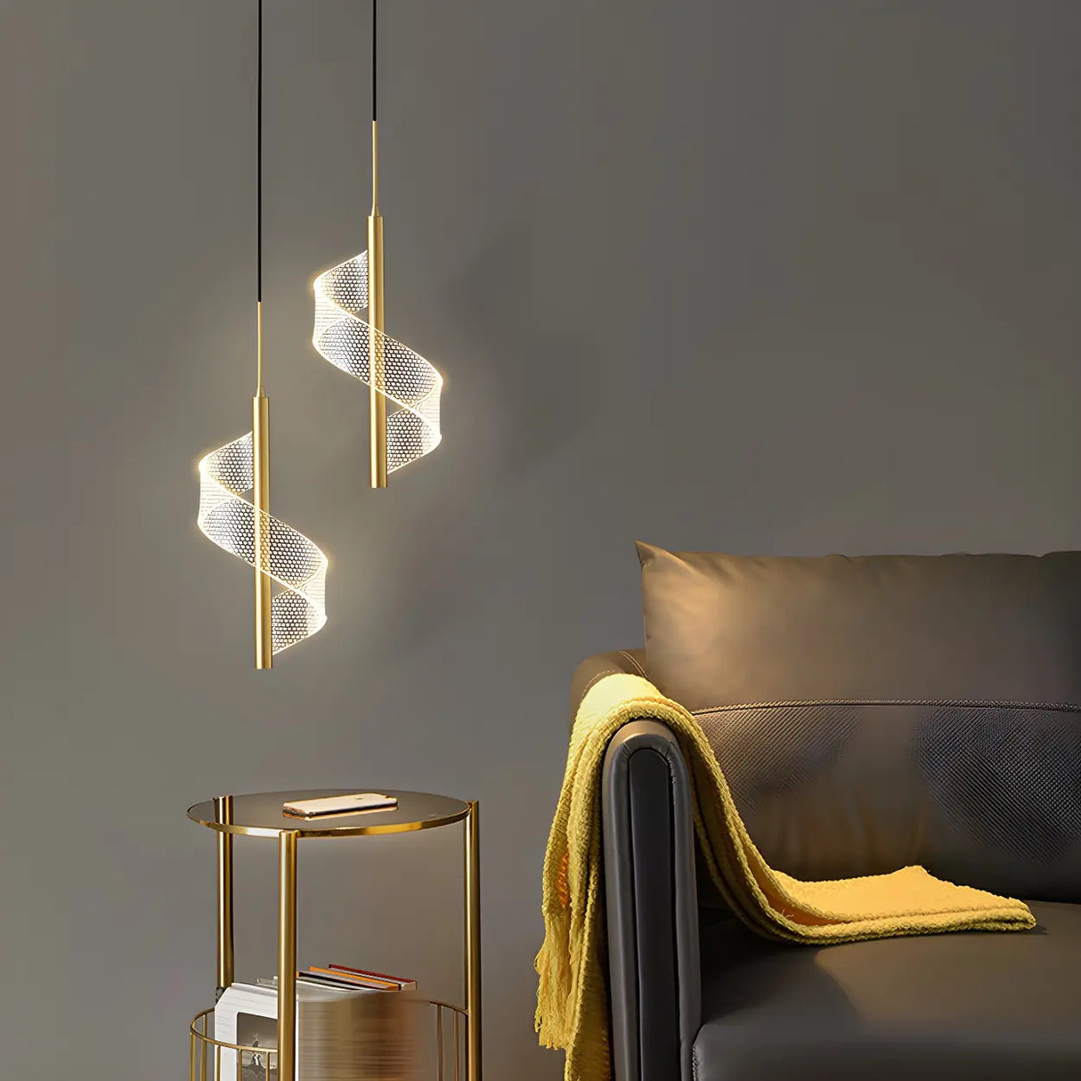 Stylish Mini Gold Spiral Dimmable LED Pendant Light Image - 3