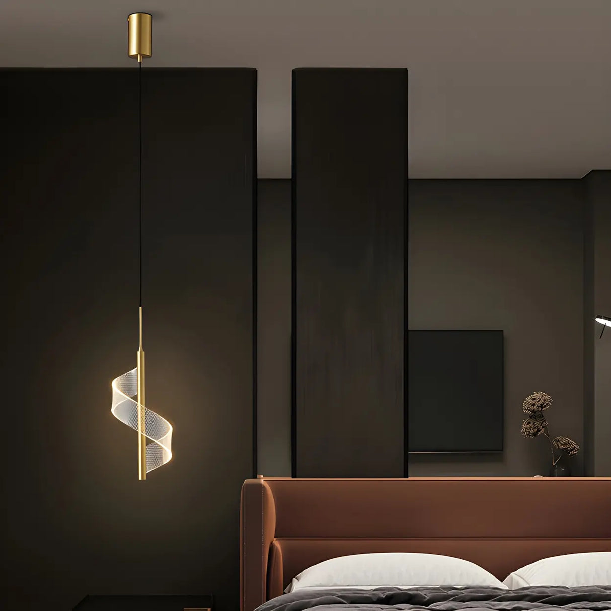 Stylish Mini Gold Spiral Dimmable LED Pendant Light Image - 4