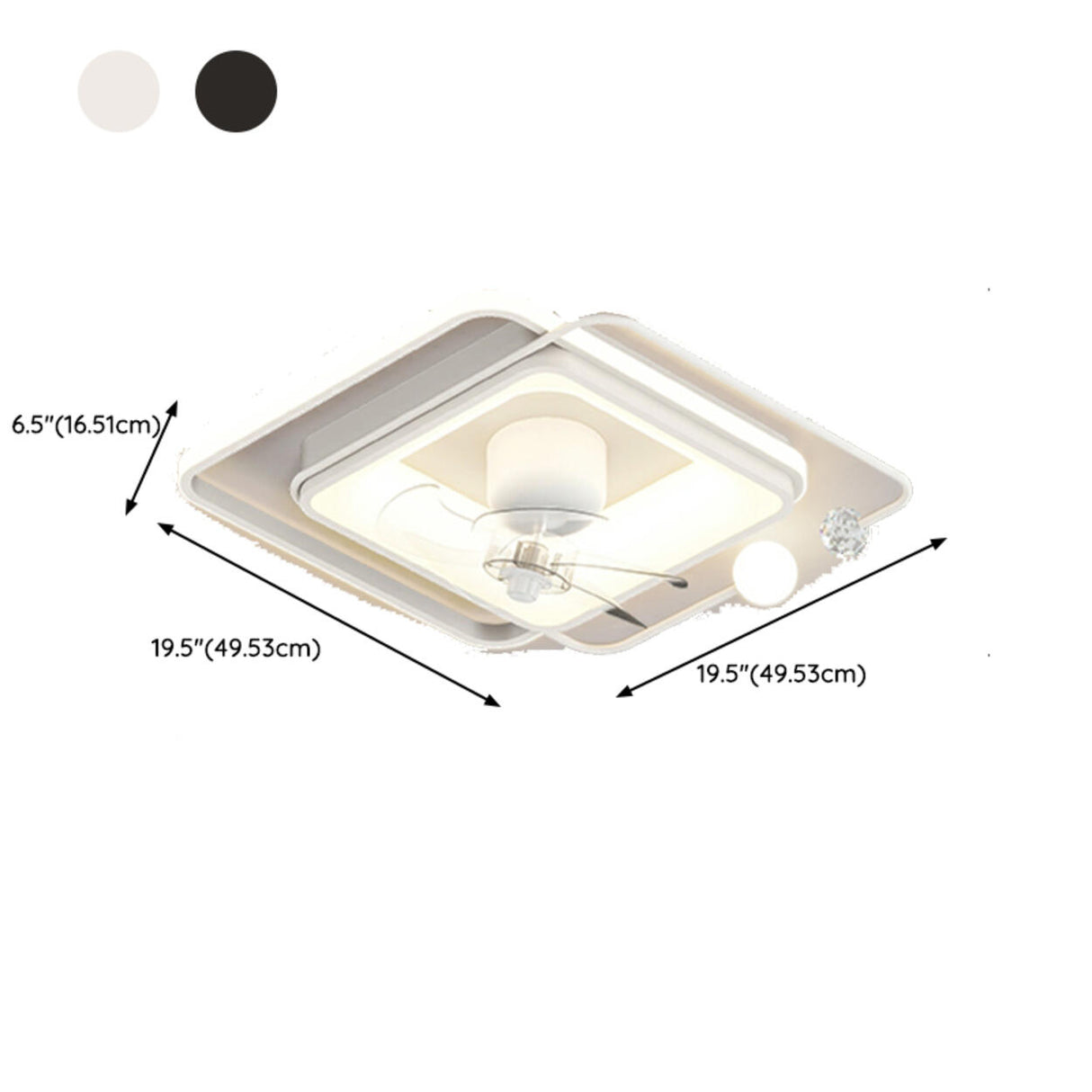 Stylish Modern Linear Square LED Ceiling Fan with Light