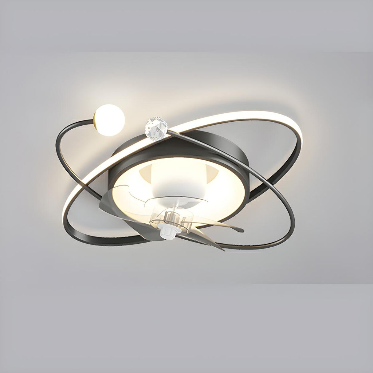 Stylish Modern Linear Square LED Ceiling Fan with Light Image - 2