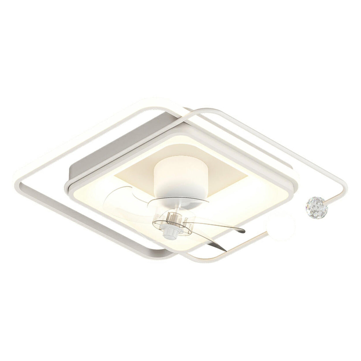 Stylish Modern Linear Square LED Ceiling Fan with Light Image - 6