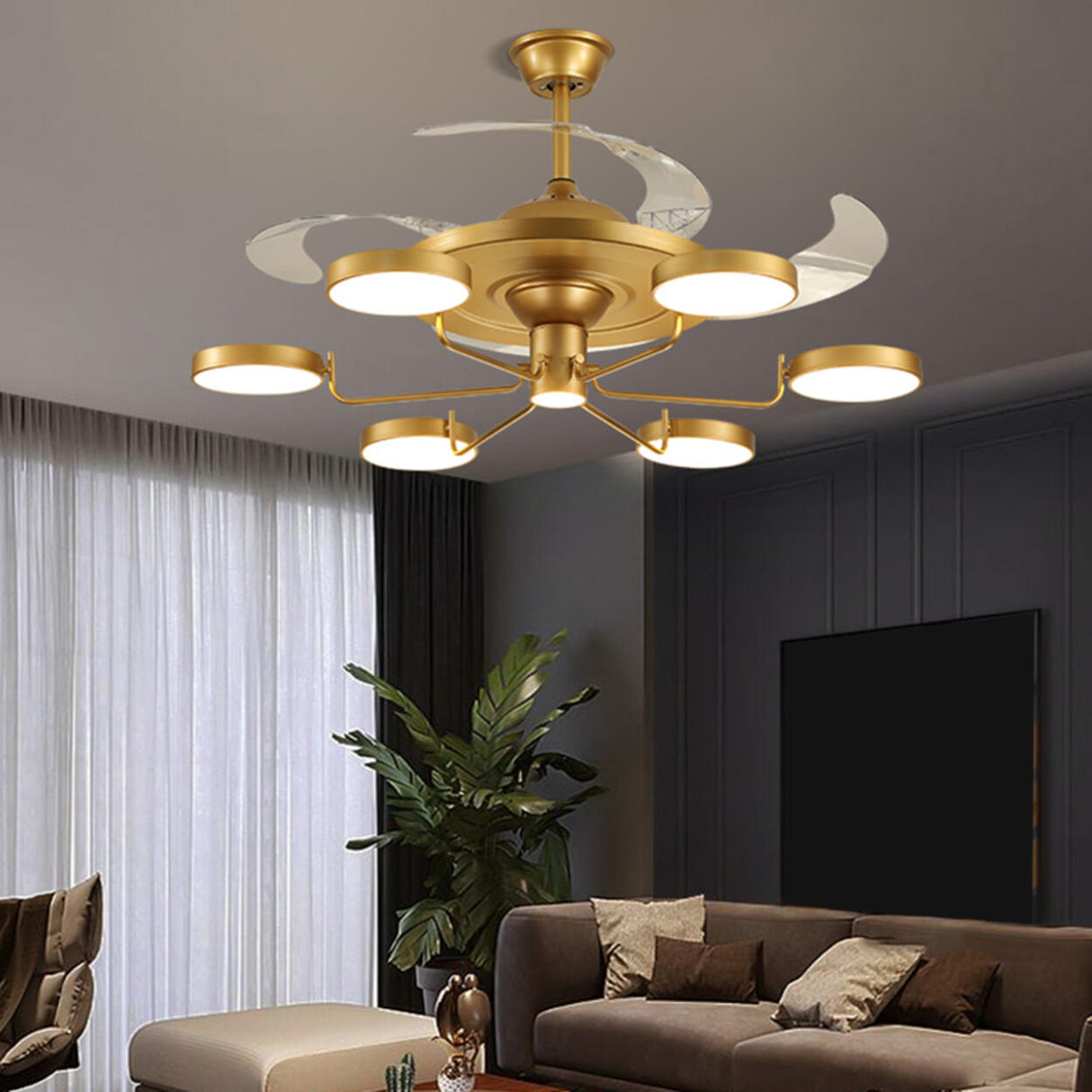 Stylish Modern Multi-Light Remote Ceiling Fan Lights Image - 13