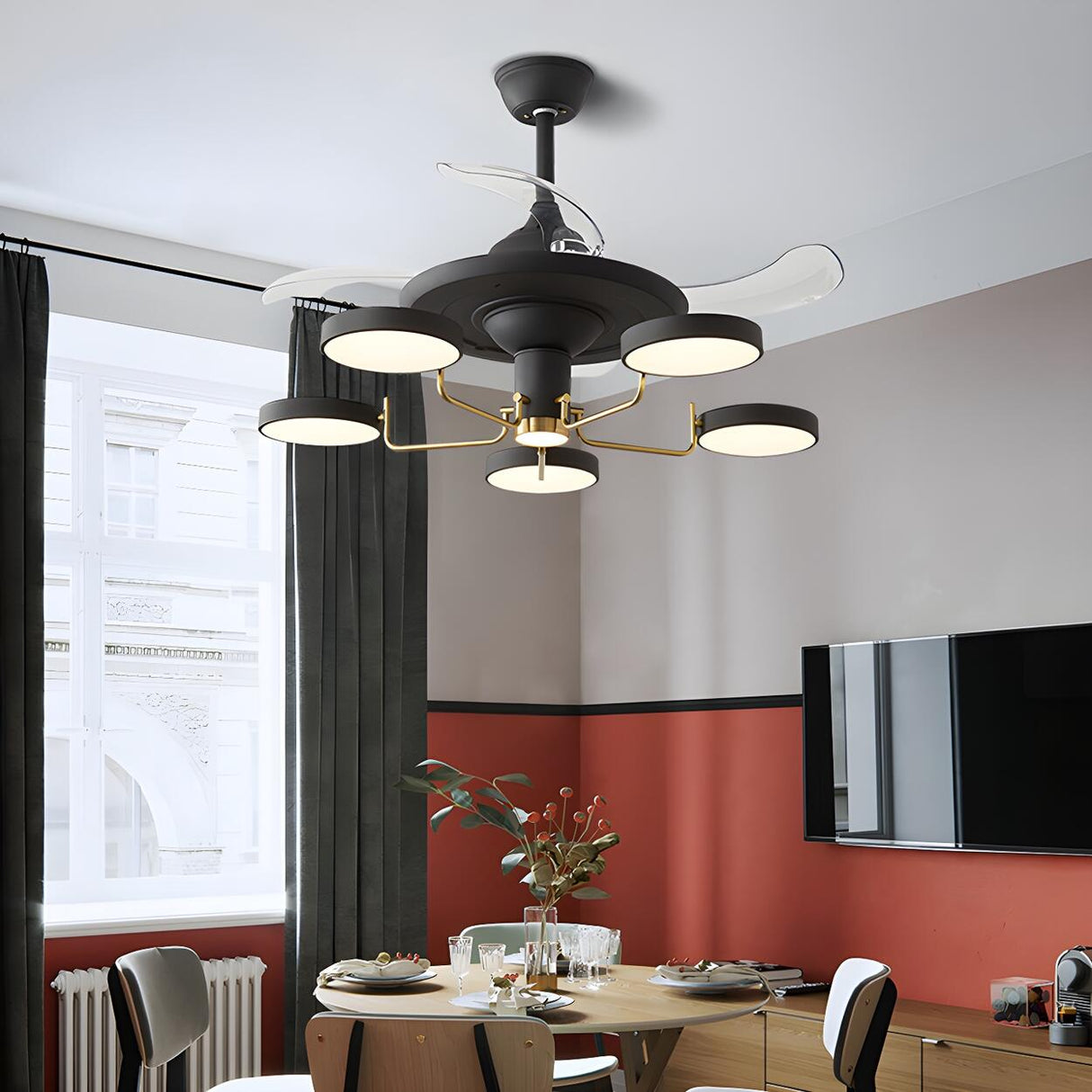 Stylish Modern Multi-Light Remote Ceiling Fan Lights Image - 14