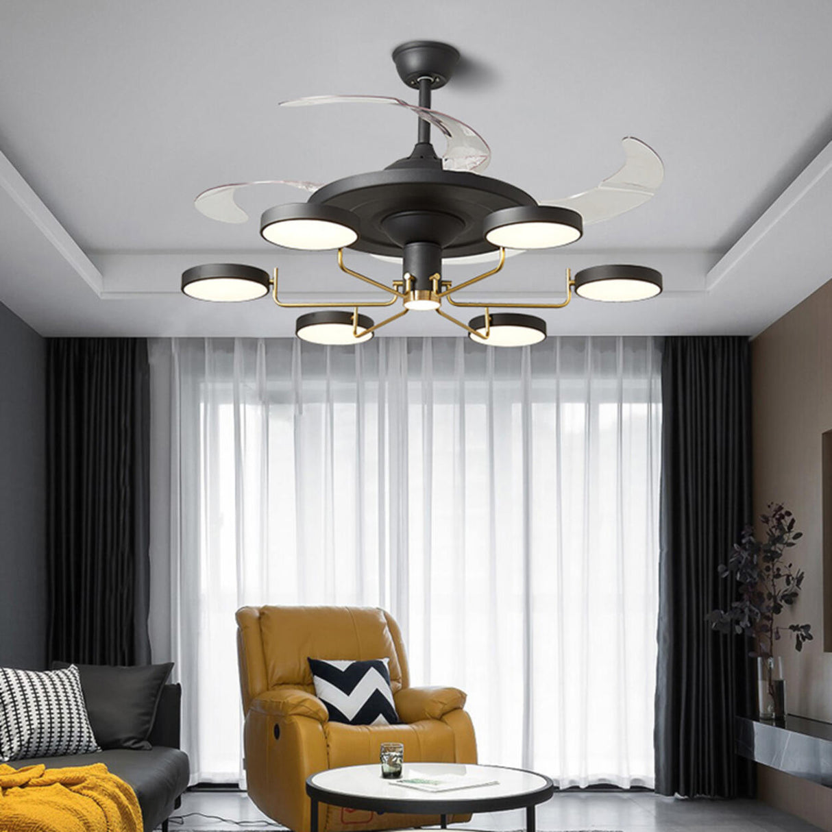 Stylish Modern Multi-Light Remote Ceiling Fan Lights Image - 15