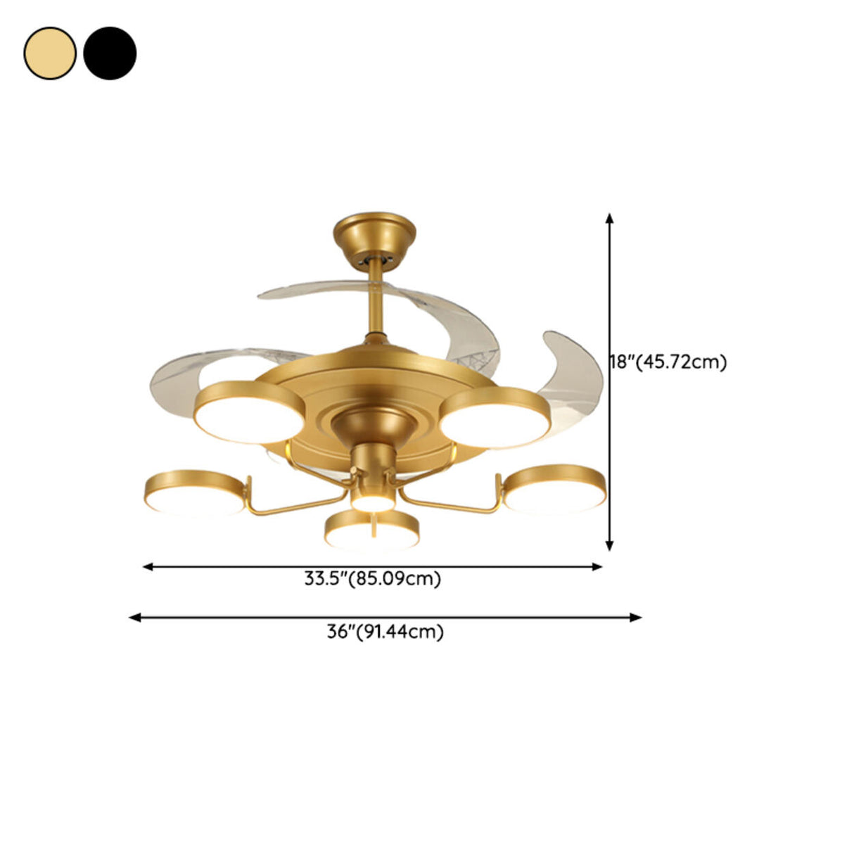 Stylish Modern Multi-Light Remote Ceiling Fan Lights